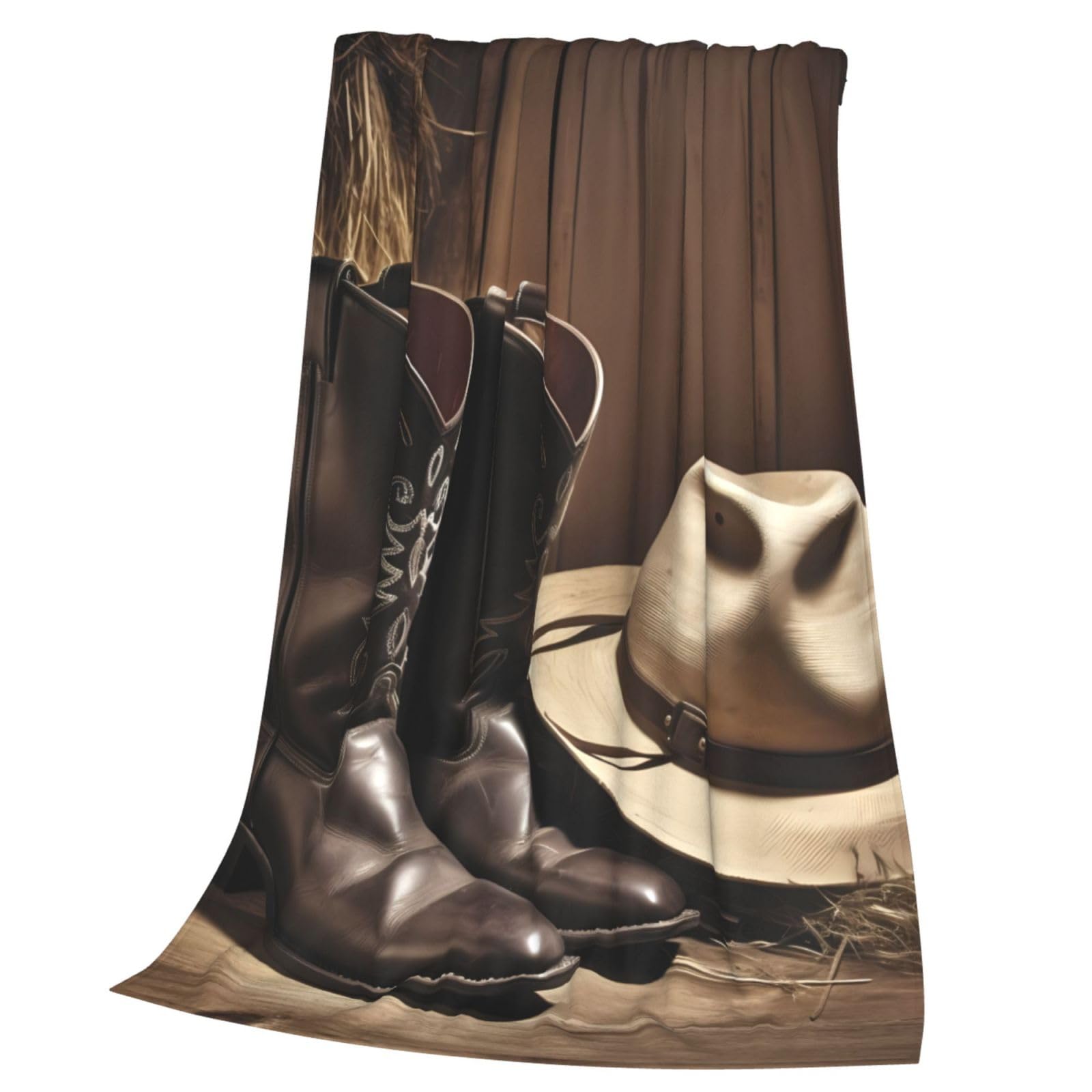 Couverture en flanelle douce haut de gamme avec chapeau noir imprimé chic