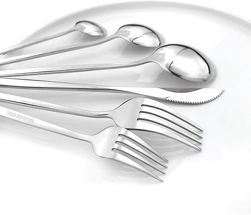 Miniatura 10 de Snplowum Juego de cubiertos de espejo dorado de 24 piezas, juego de cubiertos de acero inoxidable 180, utensilios de cocina que incluyen cuchillo,