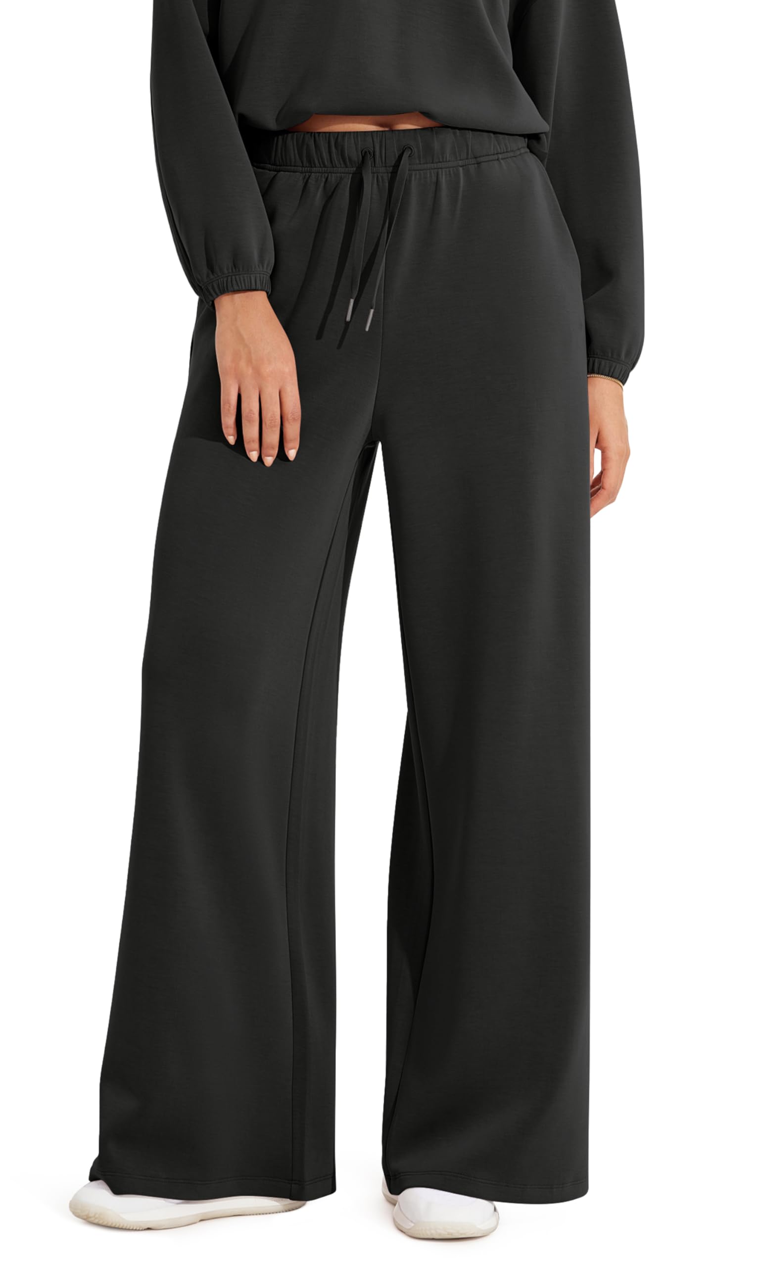 ODODOS Womens Modal Soft Extra Wide Leg Pants with Pockets Drawstring High Waist Pull-On Casual Pants