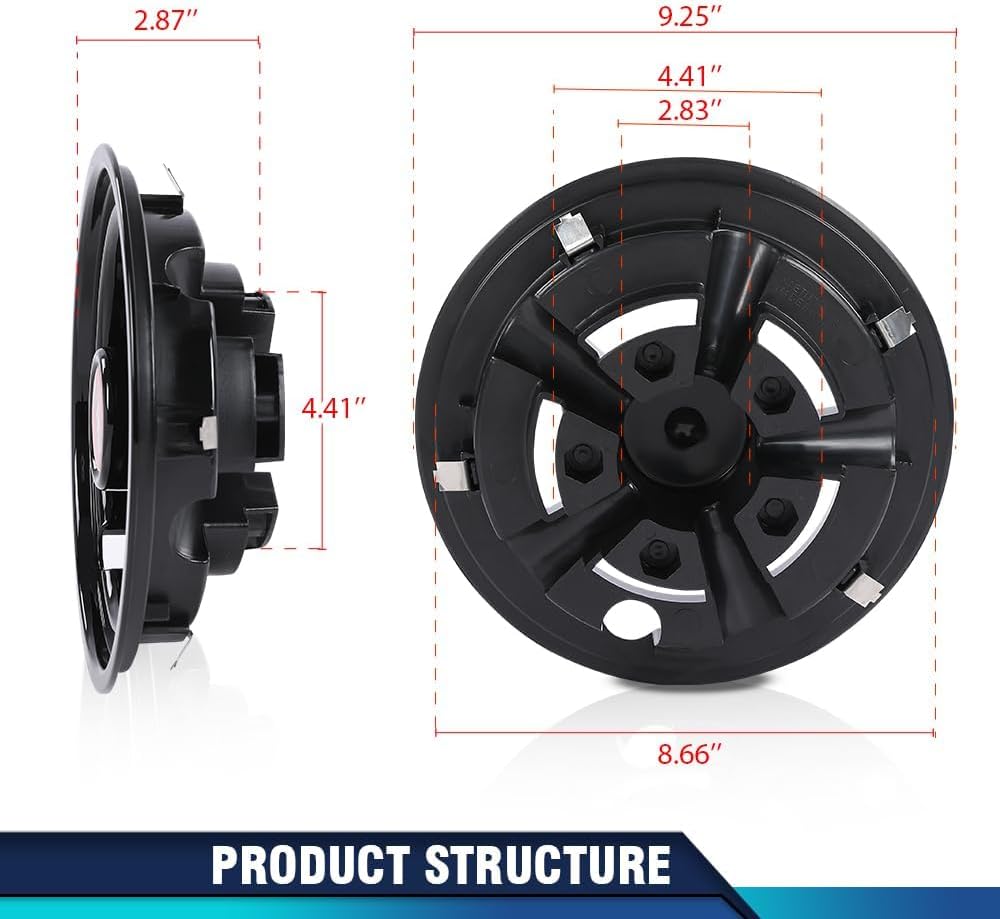 PIT66 8 Inch Golf Cart Wheel Covers Hub Caps Compatible with Ezgo, Yamaha, and Club Car Golf Carts. (Does NOT FIT EZGO RXV carts.) Set of 4 Wheel Center Cap Yamaha Accessories
