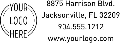 Holmes Stamp & Sign Sello de dirección de devolución con logotipo rectangular personalizado, sello autoentintado, sello de negocios personalizado de