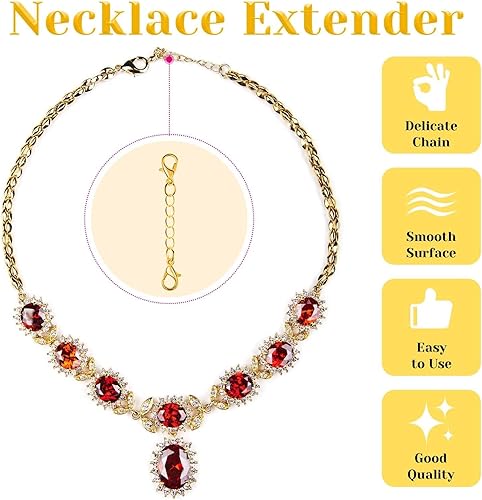 Miniatura 5 de Extensores de cadena para collares, Anezus 10 extensores de joyería para collares, extensores de cadena de acero inoxidable para collar, pulsera y