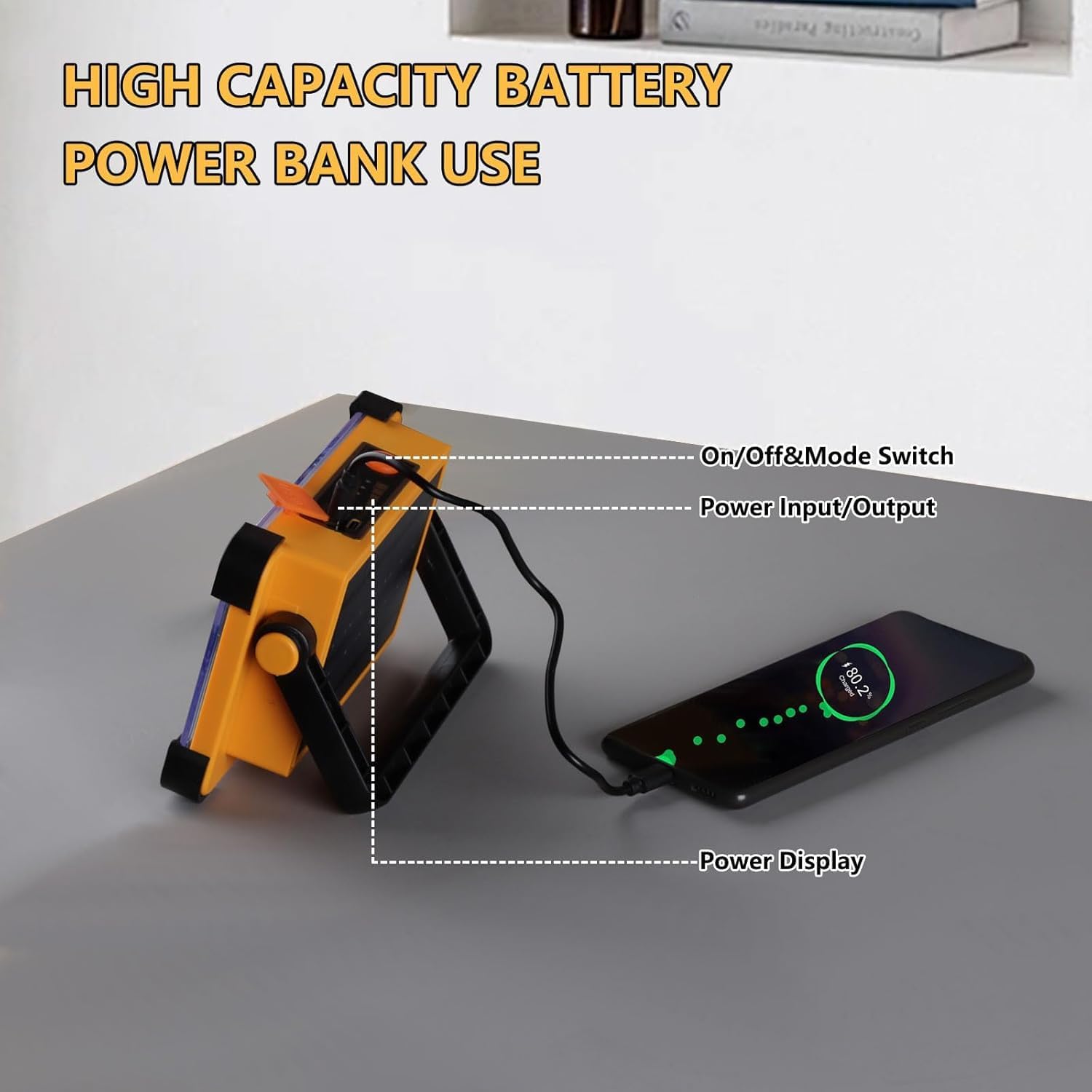 2 Pack 120W Solar Rechargeable Work Light, 144 LED 10000LM Portable Flood Light with Stand, IP66 Waterproof 4 Modes LED Job Site Lighting Flashlights for Mechanic Camping Fishing Car Repair - Image 6