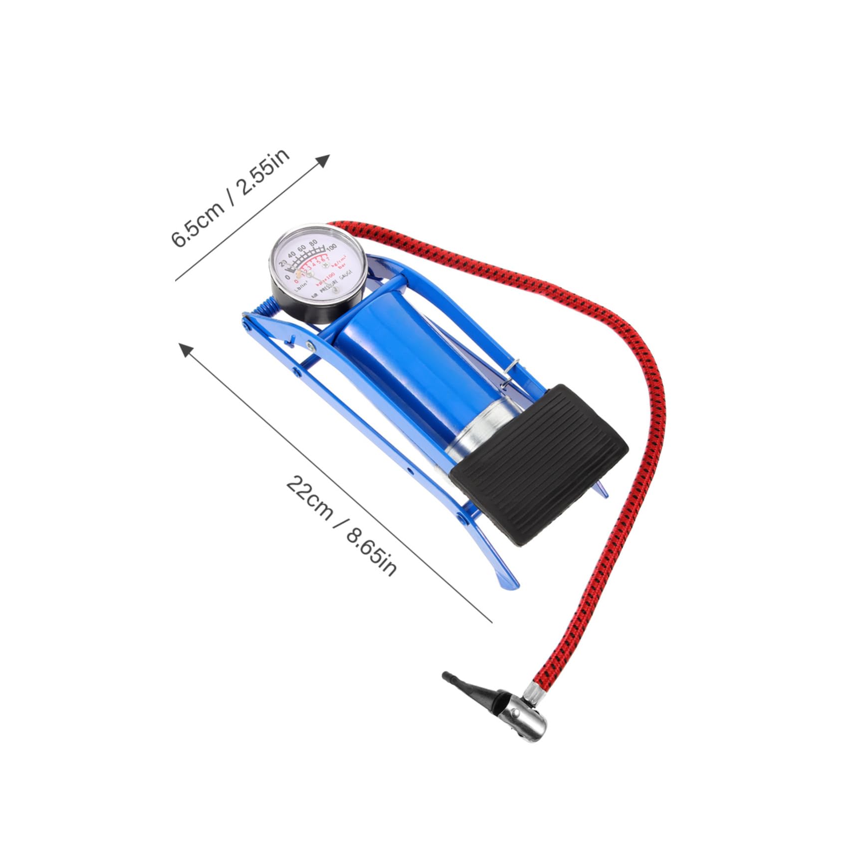 UPKOCH aktivierte Standpumpe Auto Reifenpumpe Fahrrad Rennrad Reifenpumpe Pumpe für den Zyklus Luft Pumpbike Hochdruck-Fußpumpe Standpumpen Inflator Bodenpumpe Eisen Blau