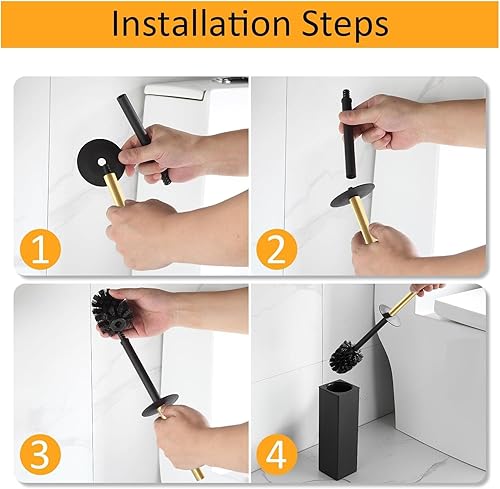 Miniatura 5 de BGL Escobilla de Inodoro de Pie y Soporte de Aluminio Dorado Cepillado Cepillo Limpiador de Taza de Inodoro y Soporte para Almacenamiento y Oro