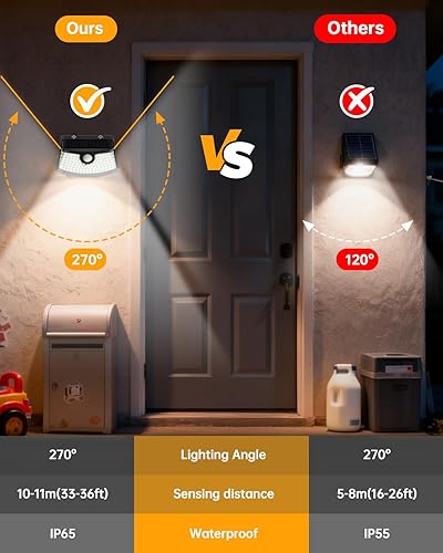 Miniatura 4 de Aootek - Luces solares con sensor de movimiento, 120 LED con reflector de luces, gran angular de 270°, impermeable IP65, para puerta delantera,