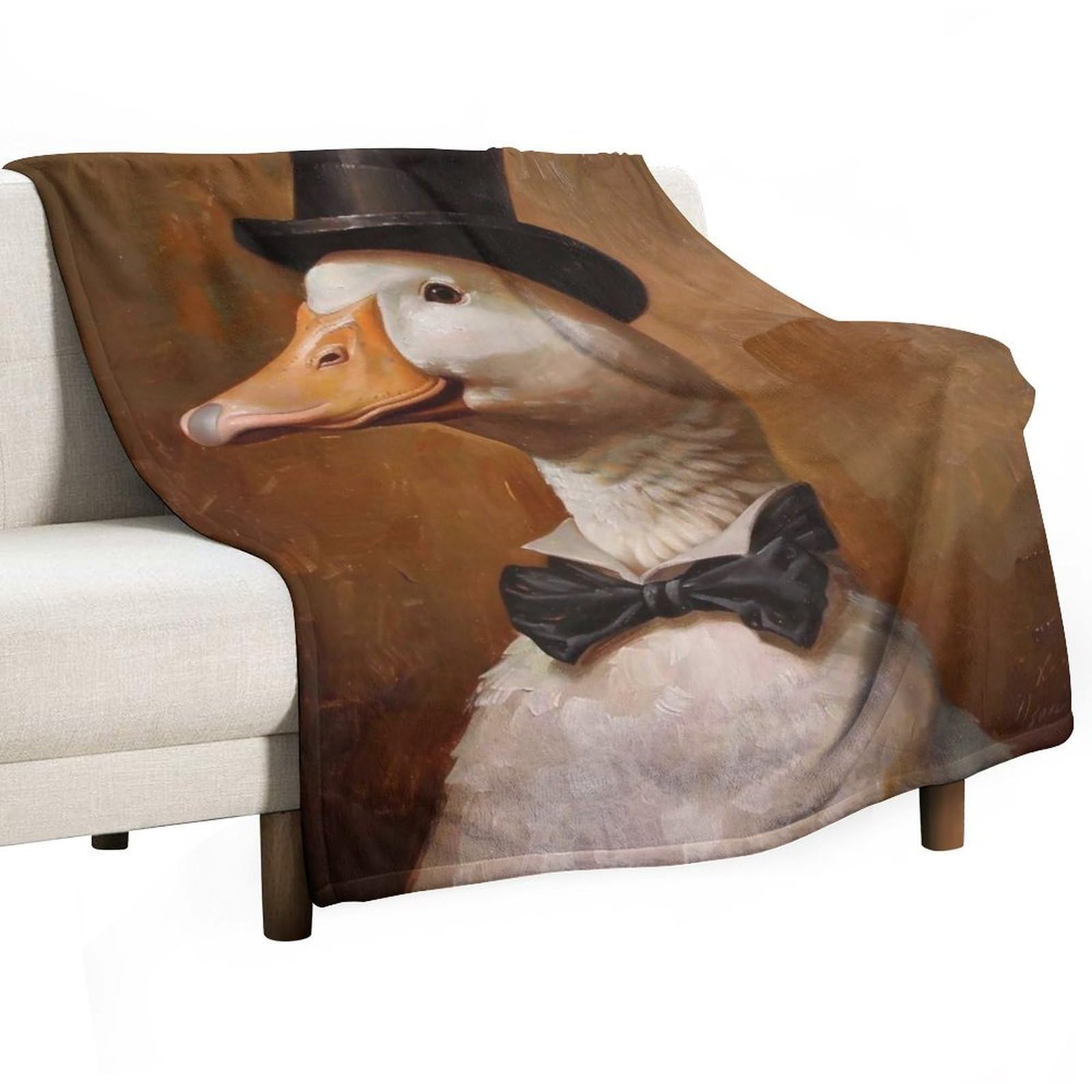 YHGSREUOH Gentleman Duck 02 Flannel Blankets Fleece Soft Throw Lightweight Plush Gifts for Couch, Bed, Cozy Sofa Plush, Chair, Lovers 80x100cm(30x40in)