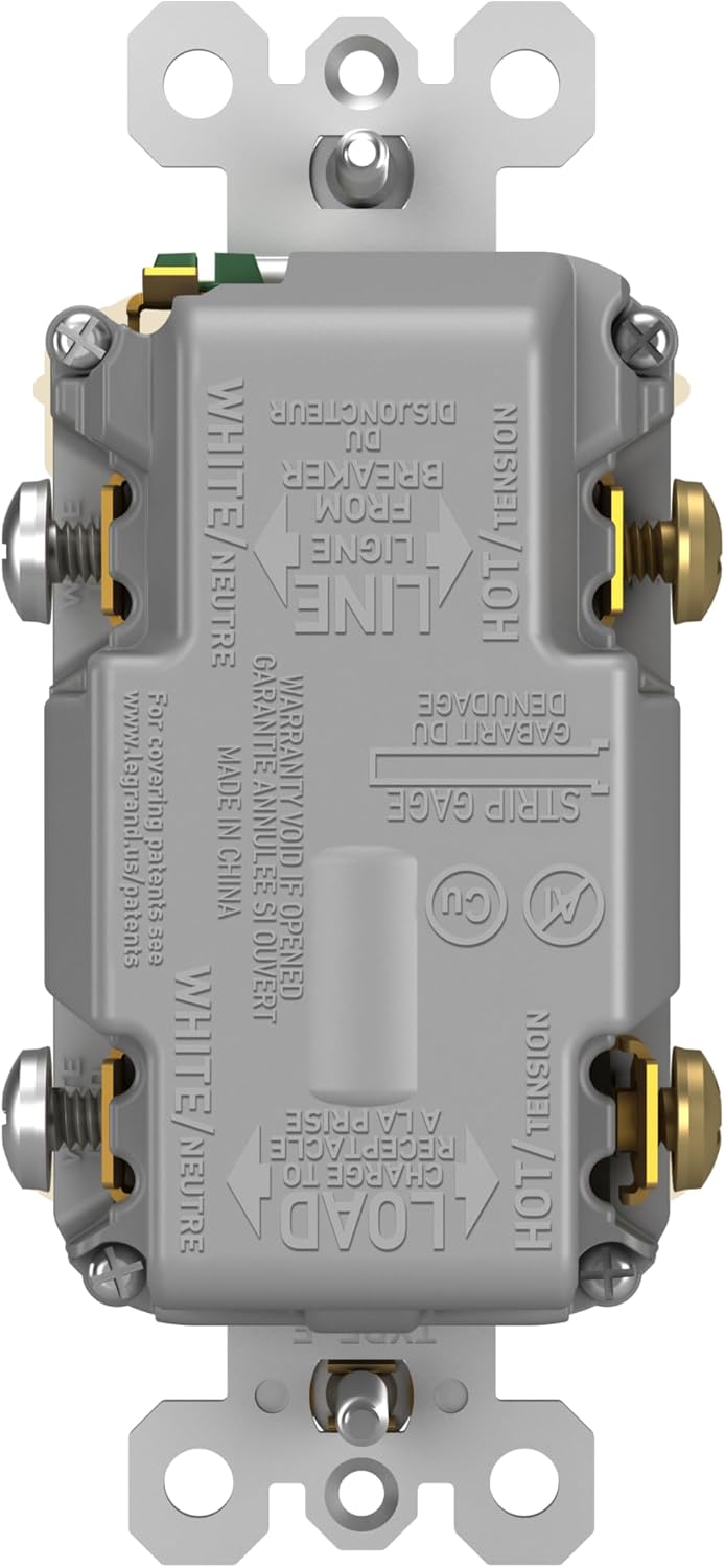 Legrand Pass & Seymour Radiant 15 Amp GFCI Wall Power Outlet with 2.0 Amp USB A/C Charger, Light Almond