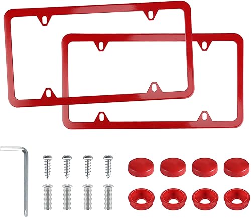 Miniatura 16 de LivTee Marcos cromados para matrícula, 4 agujeros, cubiertas de acero inoxidable para matrícula, 2 soportes para placa de automóvil, accesorios