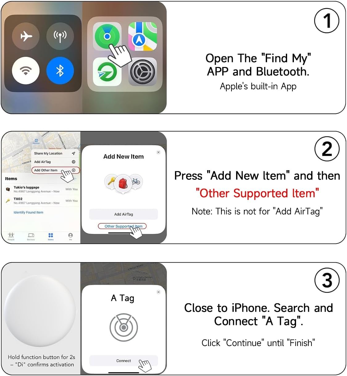 2026 New Air Tags-4 pack【Apple MFi Certified】Smart Bluetooth Tracker 4 Pack (iOS Only),Item Locator Works with Find My,Replaceable Battery Key Finder for Keys,Bags,Luggage,Wallet (White, A Tag 4Pack)