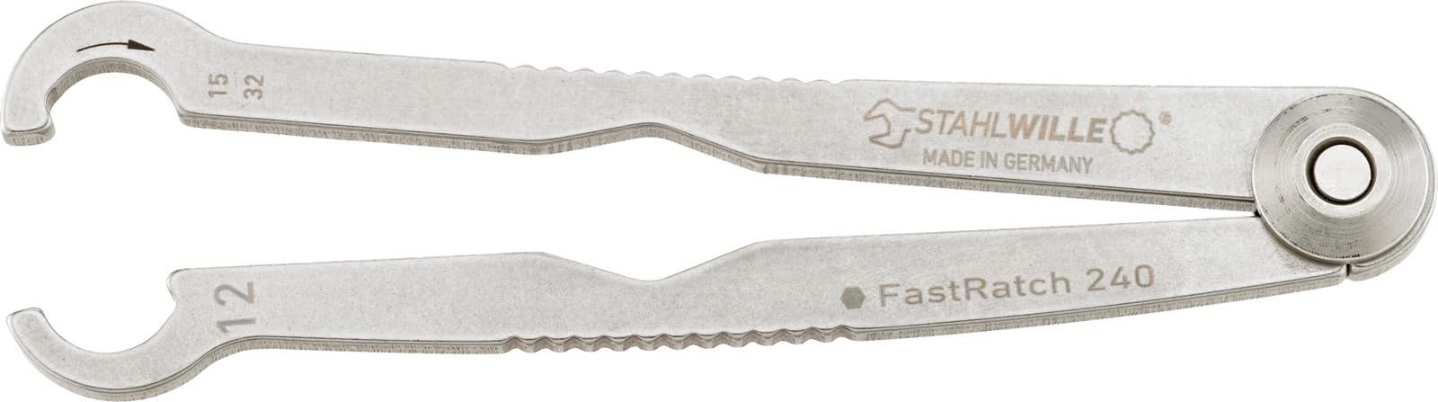 STAHLWILLE 240 12 | FastRatch Ratschenschlüssel 12 mm - 15/32 " | offener Ringschlüssel mit Ratschenfunktion, Maulschlüssel | ideal für Bremsleitungen, Überwurfmuttern | Made in Germany