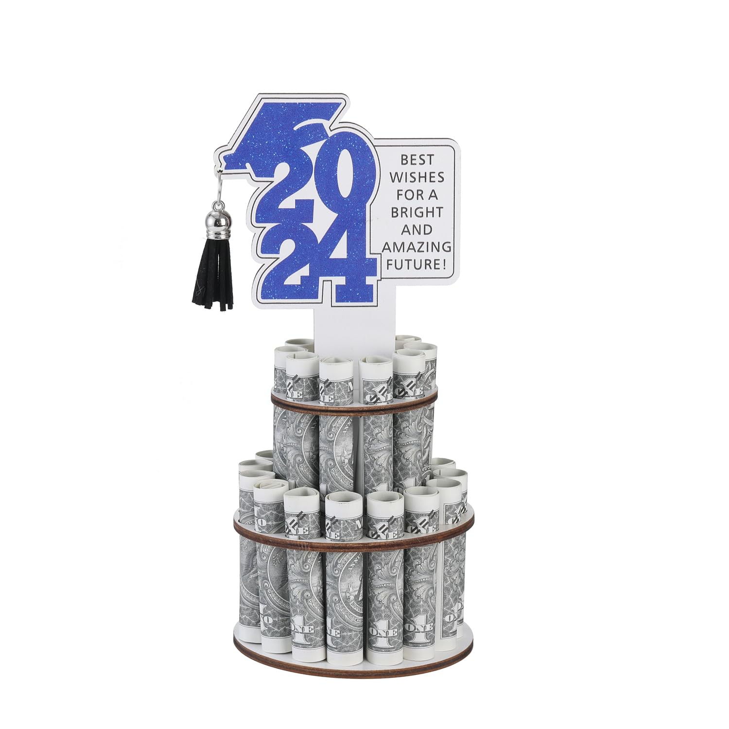 Photo 1 of 2024 Graduation Gift Money Holder Tower Graduation party 2024 Graduation Gift Money Holder for Congrats Class of 2024 Graduation Party Supplies (blue)