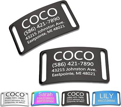 Personalized Engraved Slide-On Pet ID Tag, Closed Ends, Black
