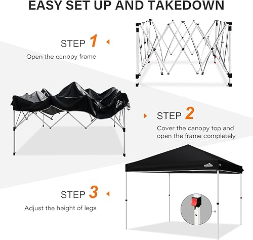 Miniatura 2 de AIGOCANO Tienda de campaña con toldo, toldo desplegable de 10 x 10 pulgadas, tiendas de campaña instantáneas para fiestas con bolsa rodante, 4