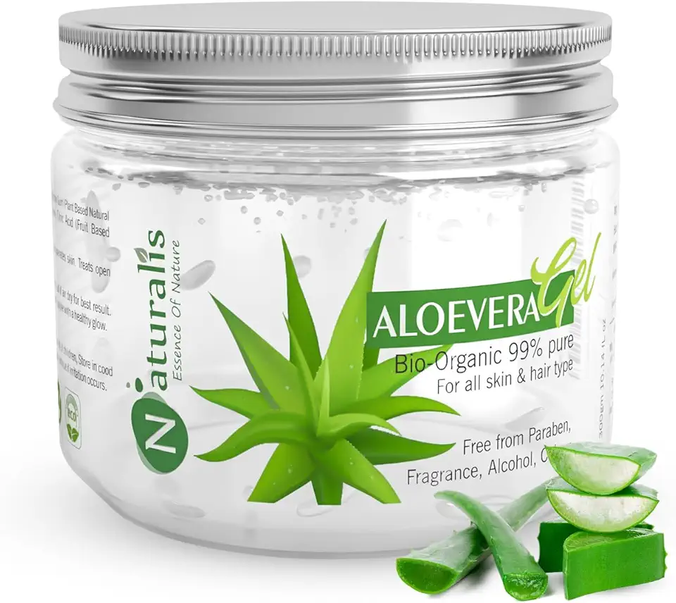 Essence of Nature Aloe Vera Gel Raw - 100% Pure Natural Gel - Ideal for Skin, Face, Acne Scars, Hair Care, Moisturizer & Dark Circles (300 Gms)