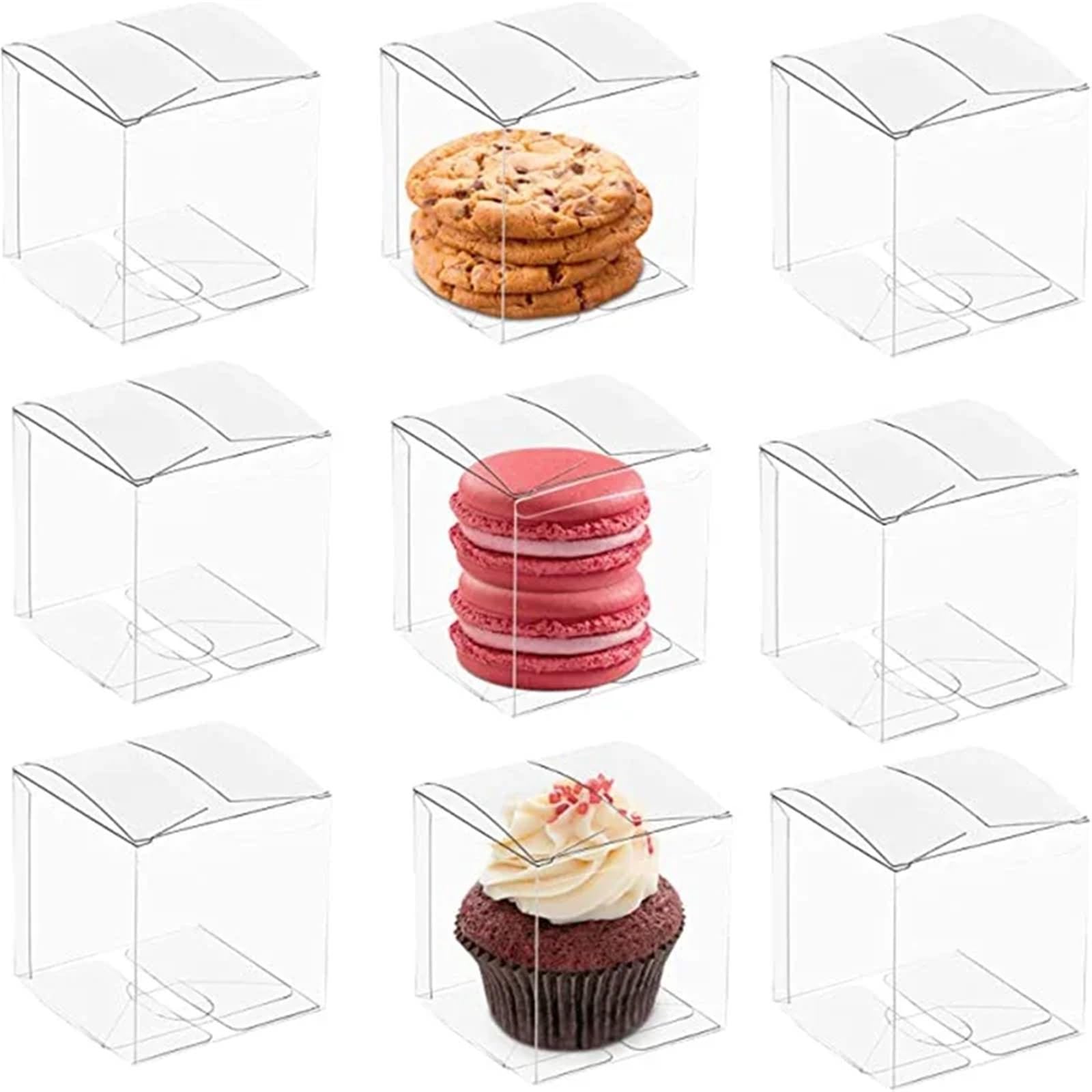 20/50 scatole quadrate trasparenti in plastica per imballaggi regalo, caramelle, scatole regalo di nozze (10 x 10 x 10 cm, 20 pezzi)