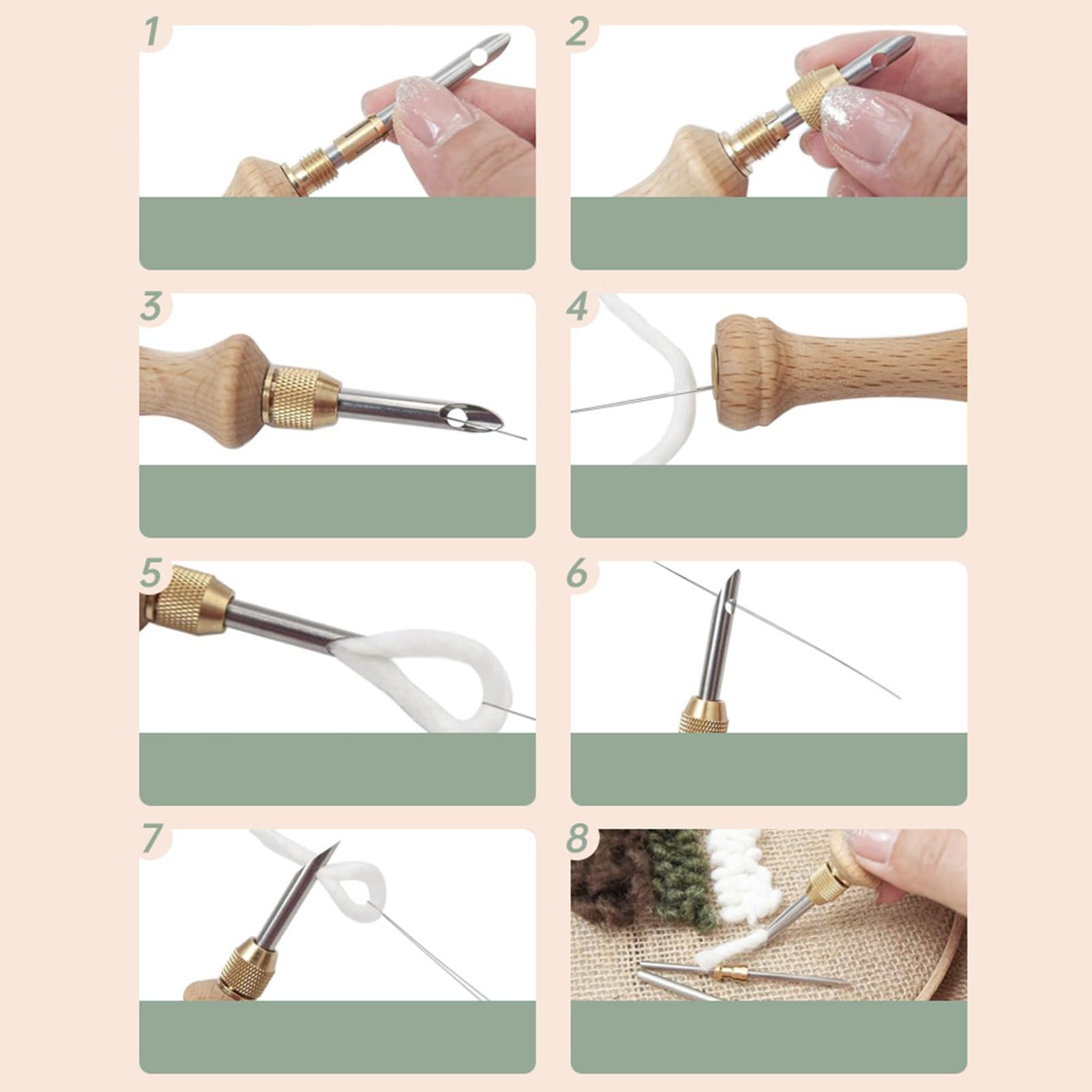 Punch Needle Tool, Punch Needle Kit – Nadelstanz-Set mit Einfädler – Aufbewahrungsbox für Stickereien für Erwachsene und Kinder, enthalten in Osterbastelprojekten
