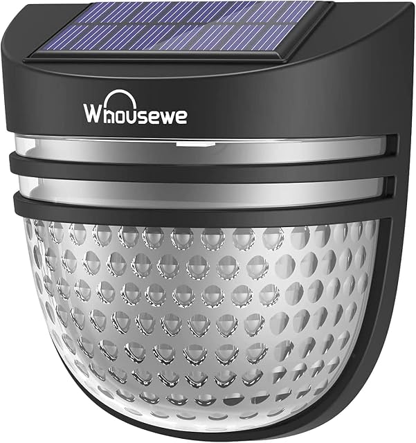 Whousewe Solar Fence Lights, Solar Garden Fence Lights, Decorative Garden Lights with 2 Mode, Waterproof Solar Wall Lights, Wireless Solar Lights Outdoor for Garden,Fence,Patio,Gate,Yard (1 Pack)