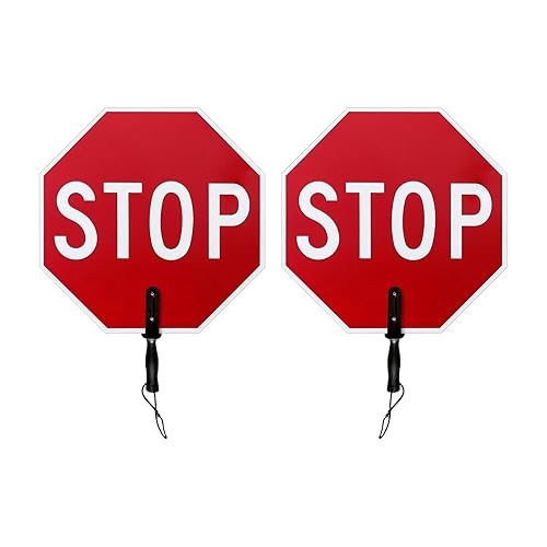 Miniatura 2 de SmartSign Paleta de guardia de cruce manual de 18 x 18 pulgadas con poste telescópico de 6 pies, doble cara, compuesto de aluminio de 120 mil,