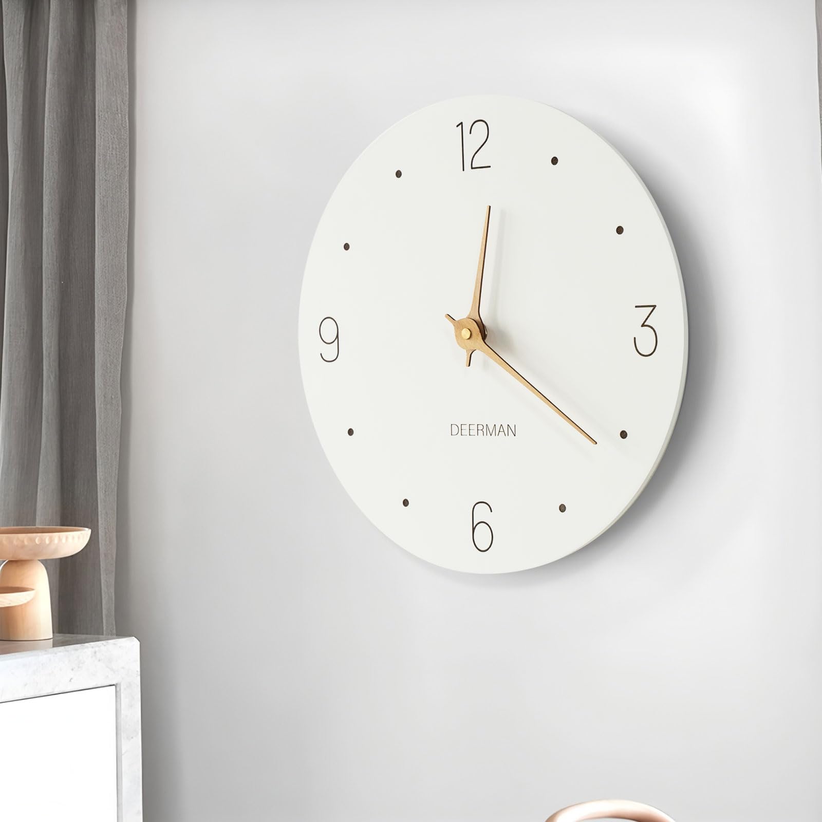 Amazon.co.jp: Deerman 壁掛け時計 おしゃれ 静音 軽量 フラット