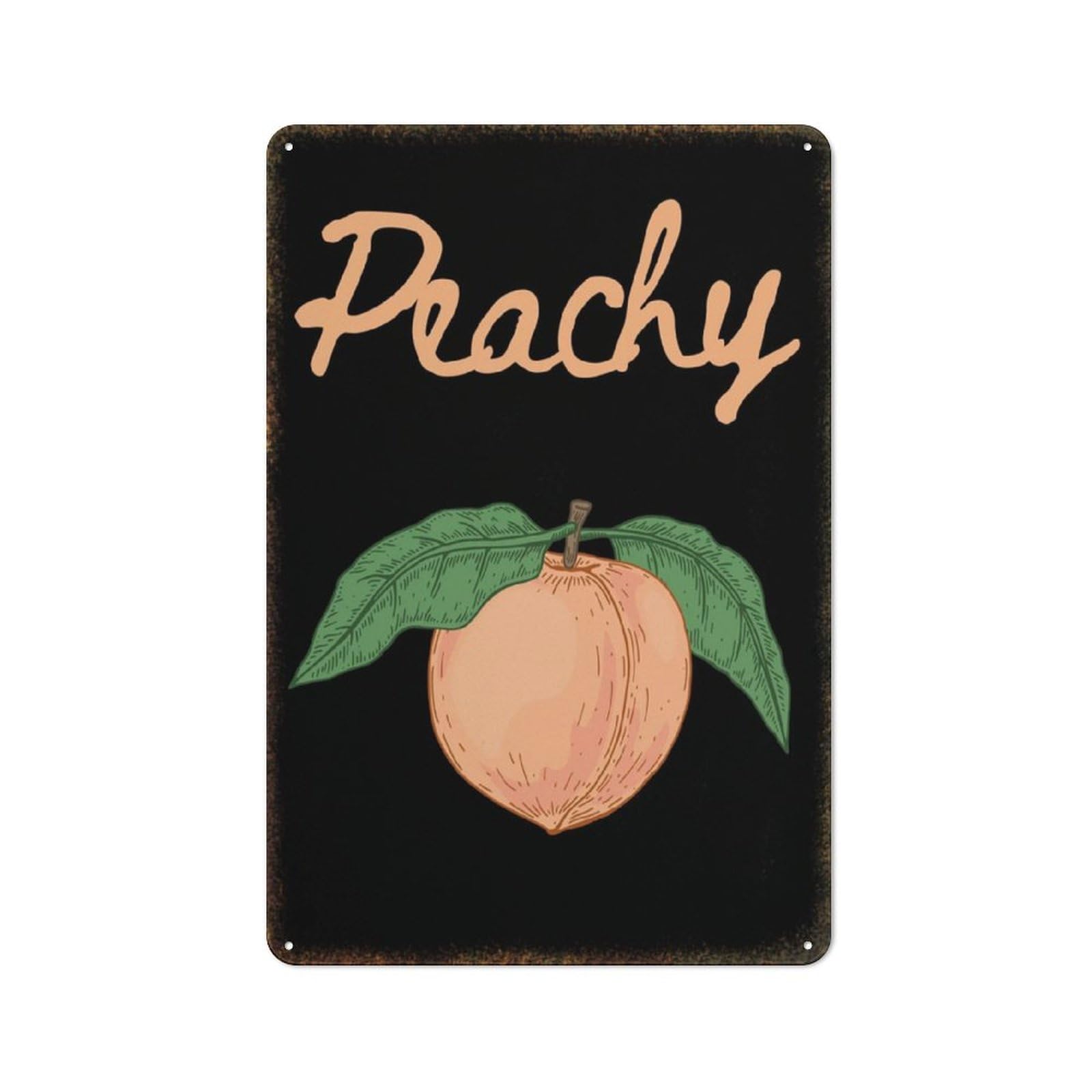 Peach Fruit Minimalist Vintage High Gloss Metal Wall Print Aesthetic Kitchen Decor Sign for Home Man Cave Household 8x12 Inch