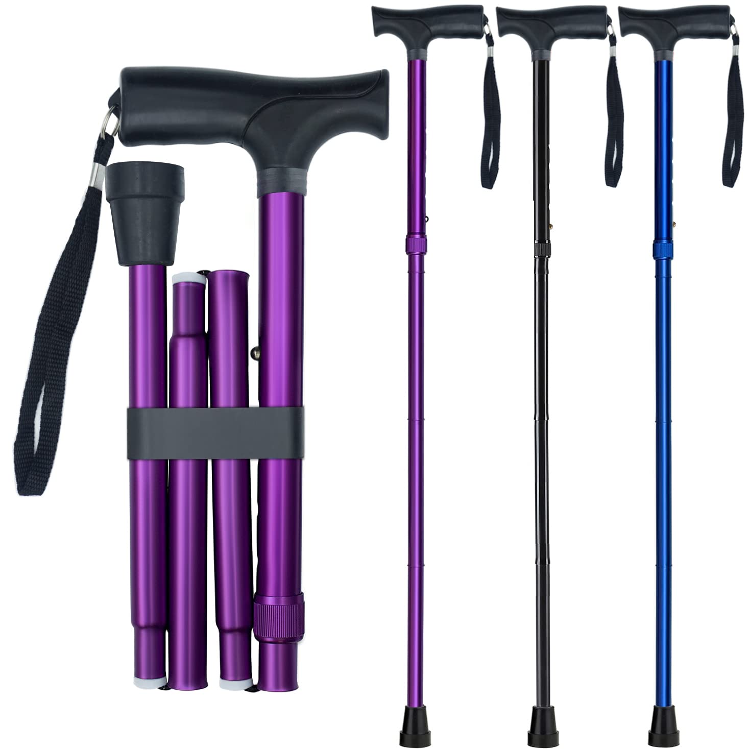 YAMTHR Walking Cane Folding Cane, Adjustable Walking Cane for Women, Foldable Cane, Folding Cane for Men, Canes for Seniors, Adjustable Cane, Walking Stick Supports up to 250 Pounds