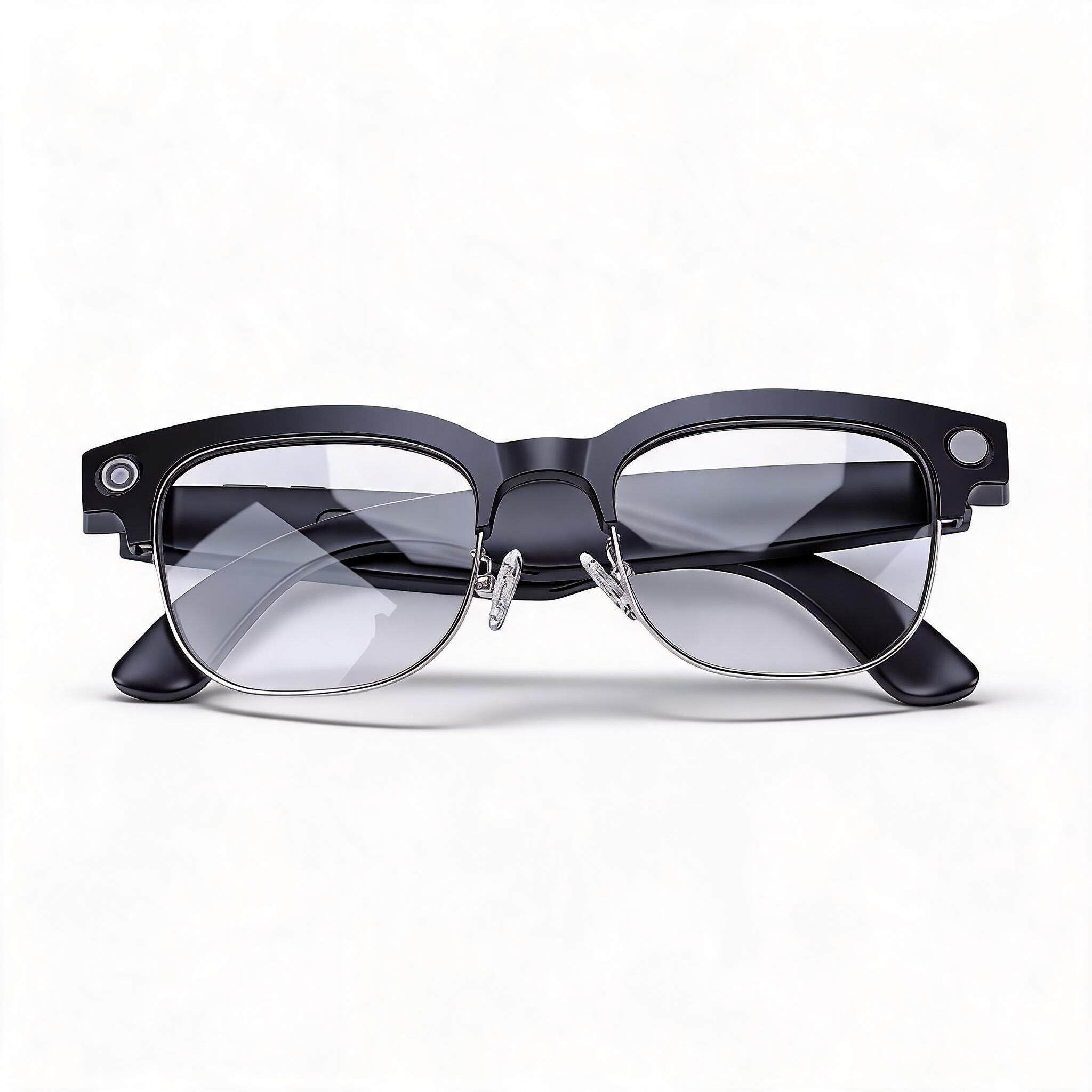 Sxhlseller Lunettes Intelligentes avec Caméra, Lunettes Audio Bluetooth avec Traduction IA, Caméra 8 MP Vidéo HD 1080P Contrôle Vocal, for Voyage Travail Communication Multilingue