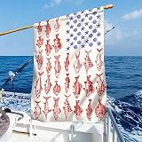 Fish Sea Shells American Flag Garden Flag US Fish Flag