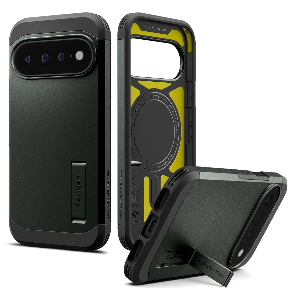 Spigen Tough Armor MagFit for Google Pixel 11 Pro XL Case, Abyss Green | Compatible with Pixelsnap, Kickstand, Military-Grade Drop Protection, Raised Camera Protection, Compatible with MagSafe