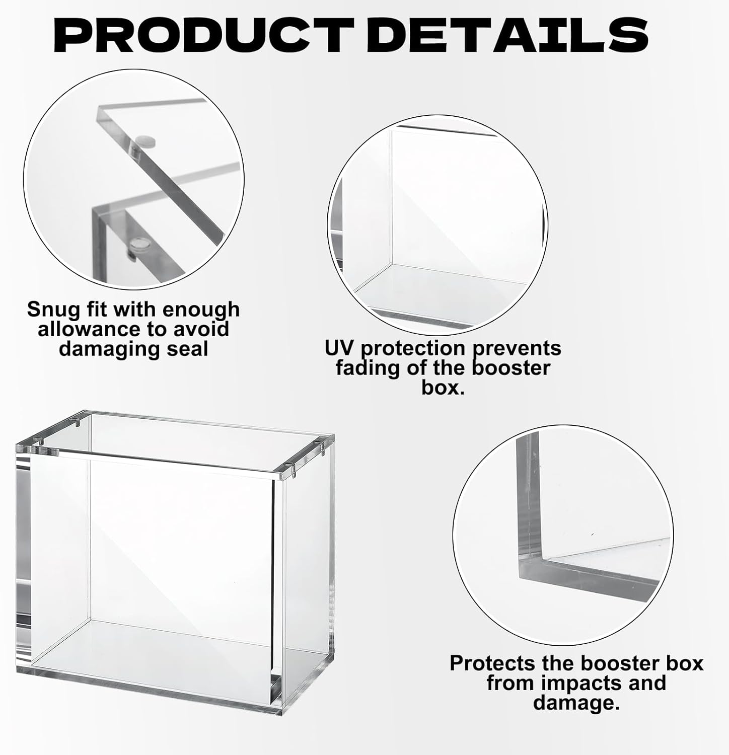 Rainmae 4 Pack Acrylic Magnetic Case Compatible with PKMN Booster Boxes Stackable 5/8mm Thick Booster Box Case Display Protectors Magnetic Closure Booster Box Gifts for Cards Collectors