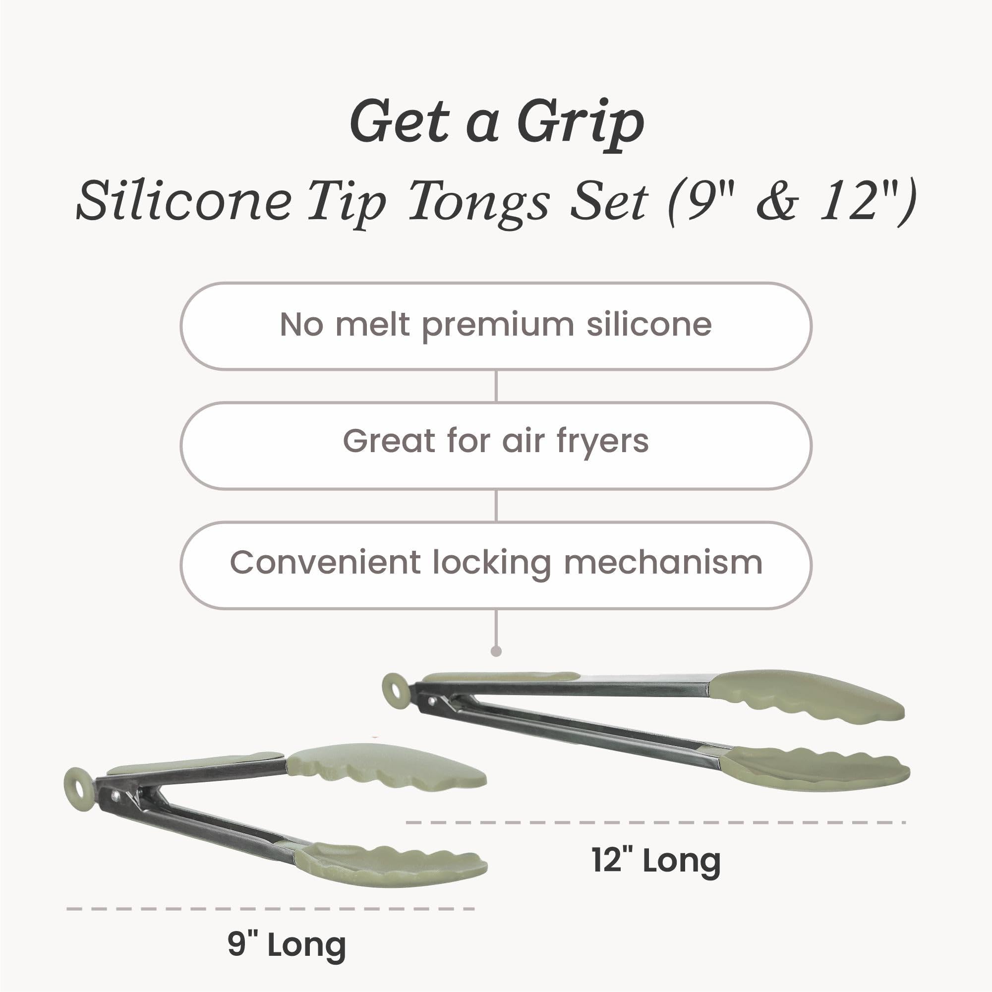 Starpack 'Get a Grip' Pinzas de cocina de silicona para cocinar (2 piezas) – Pinzas de barbacoa para parrilla resistentes al calor hasta 315.6 °C – Pinzas de acero inoxidable con puntas de silicona