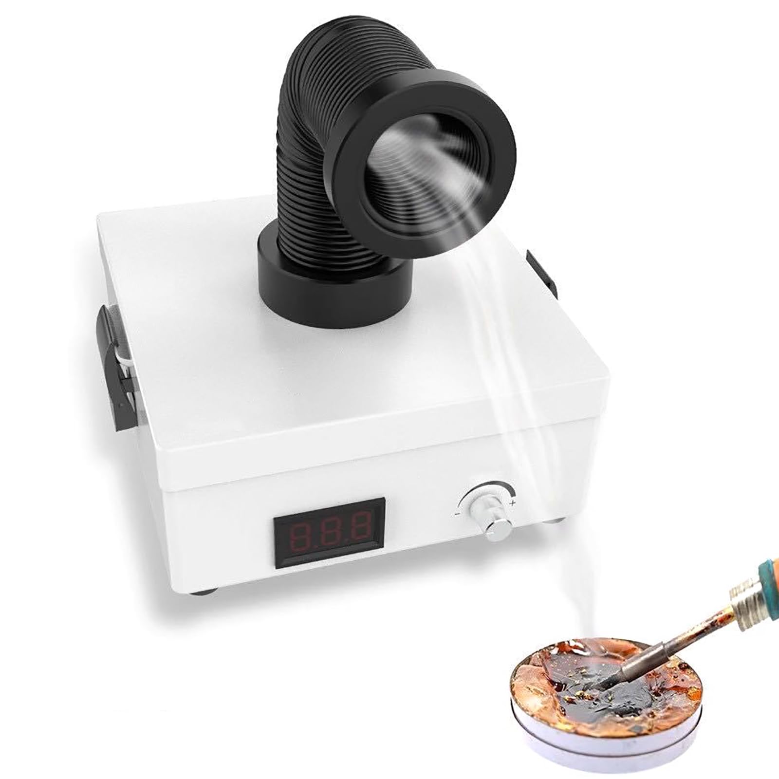 XNXYSMKJ Solder Fume Extractor, Portable Welding Smoke Absorber with 3-Layer Filtration, Adjustable Suction, and Flexible Telescopic Tube for Soldering and Projects