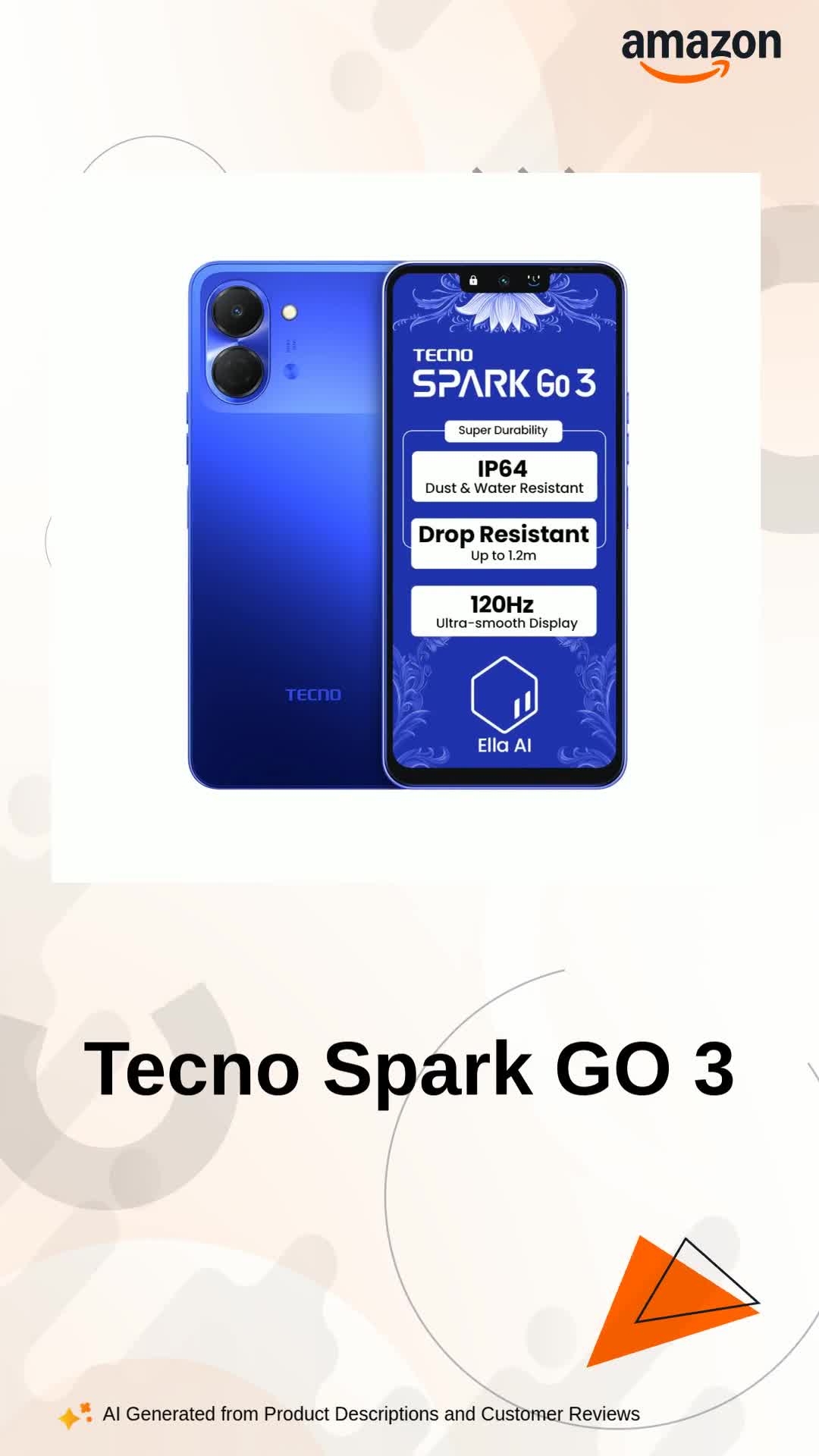 Tecno Spark GO 3 (Galaxy Blue, 4GB+64GB | Super Durability Drop