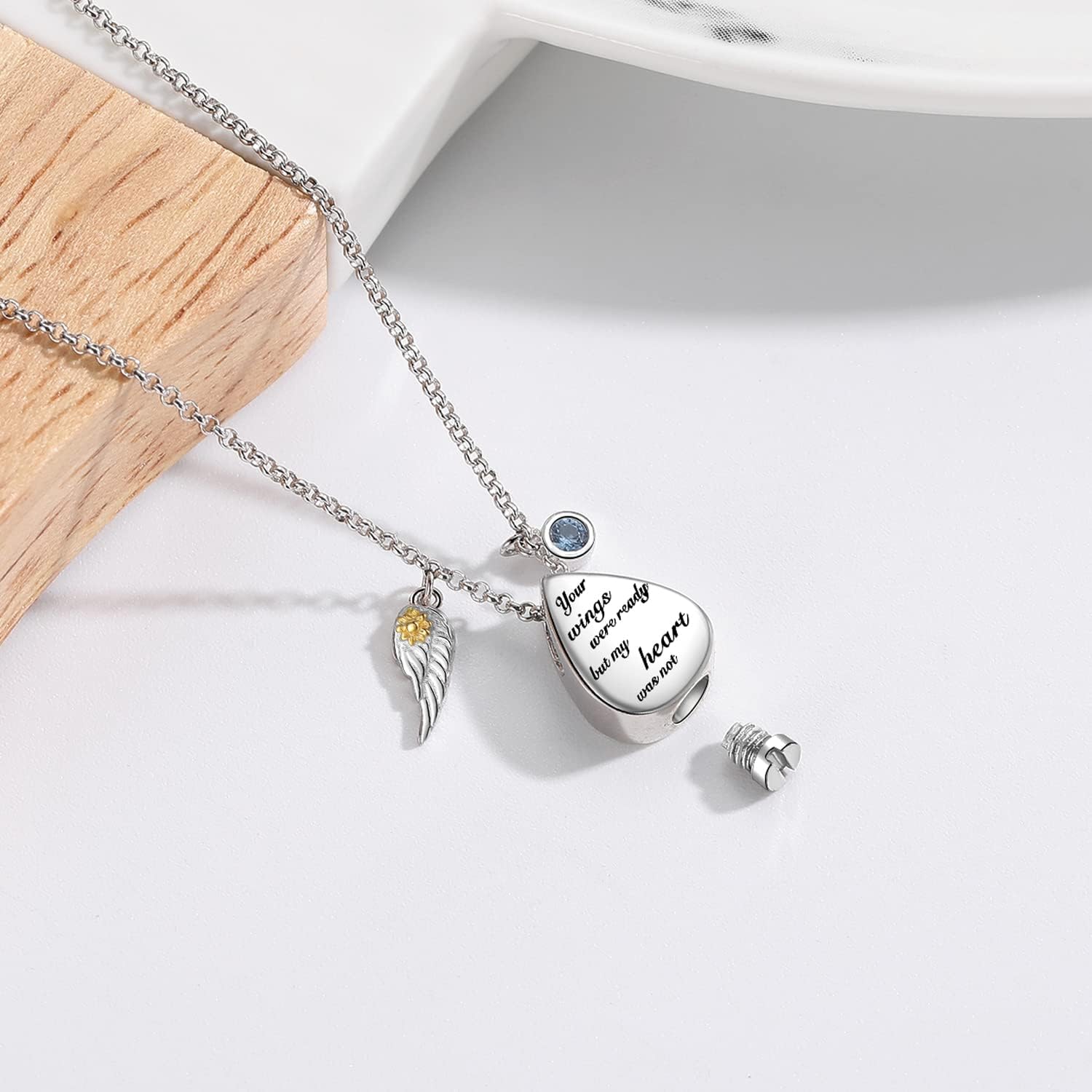 925 Sterling Silver Urn Cremation Ashes Memorial Keepsake Teardrop Eternity Memorial Pendant Mom Dad Jewelry for Women - Image 2