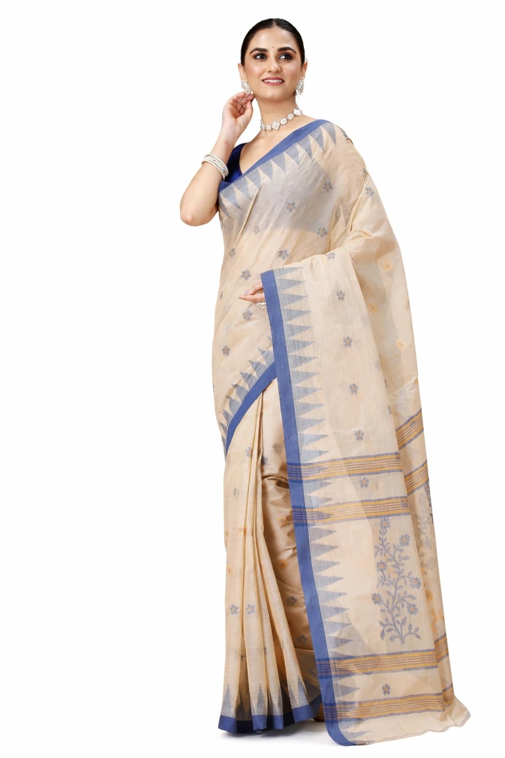 Pure Cotton Tant Saree with Jamdani Work | Handmade | 5.5m | No Blouse | Trendy Saree For Girls & Womens | Lightweight & Soft-picture-11
