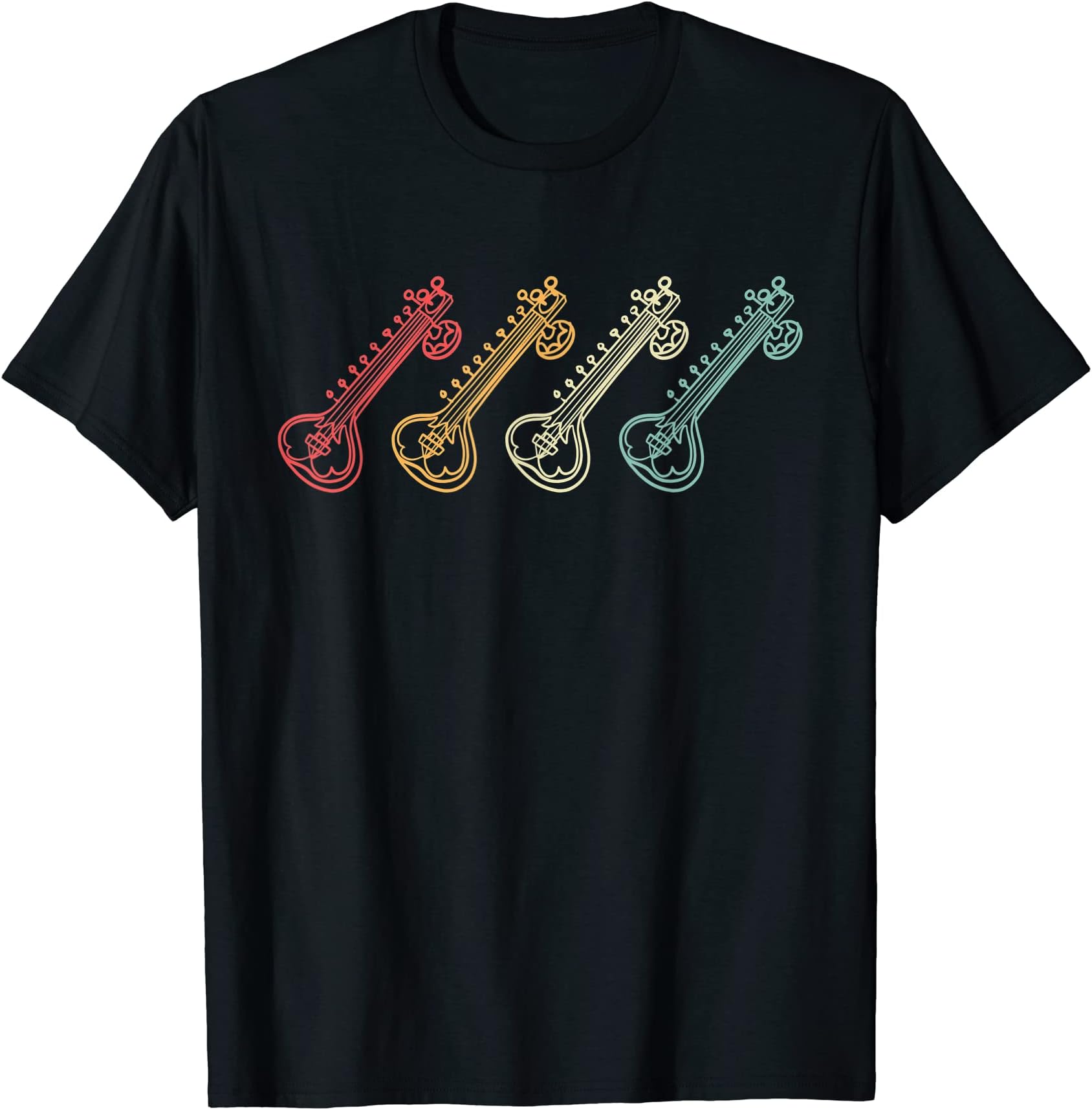 Sitarist Retro Sitar Silhouette for Sitar Player T-Shirt