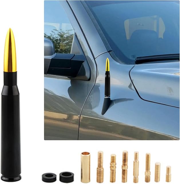 Universal Car Audio & Video Antennas for Truck, Short Antenna for Car, Compatible with F150 Wrangler Silverado Jeep Chevrolet (Gold)