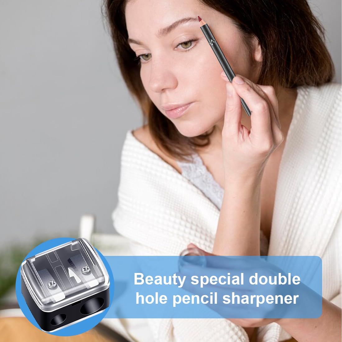 Temperamatite di Bellezza,Temperino Matita Occhi,Temperino Doppio per Matite Cosmetiche,Temperamatite Trucco,Temperino Trucco, Adatto per Eyeliner, Matita per Sopracciglia (Nero), 2 pezzo