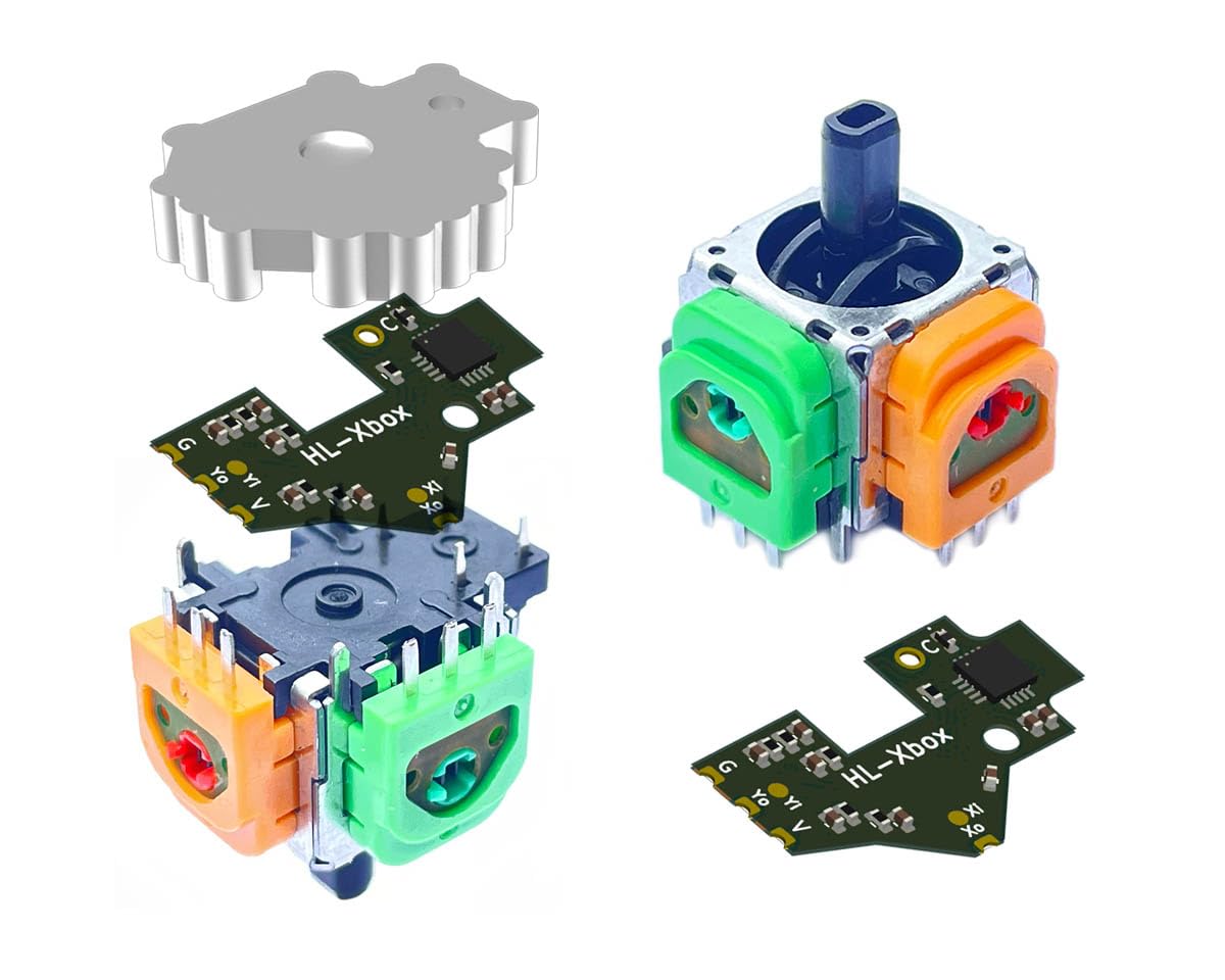 ElecGear 2x TMR Joystick and Desoldering Heating Plate Replacement for Xbox One Controller, Calibration PCB, TMR Hall Control Stick and Soldering Wick Repair Tools – (TMR-XB1)