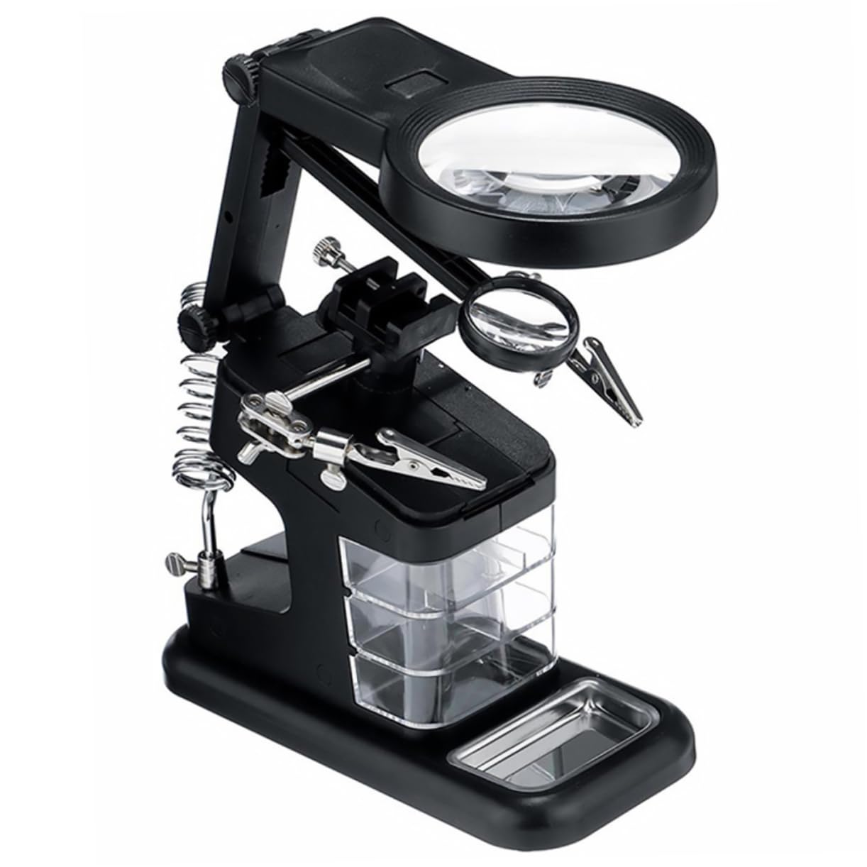 Holibanna LED Light Magnifier Station Soldering Stand Kit with Alligator Clips Holder Tray Tools Boxes for Electronic Repair and Model Building