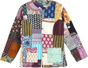 INDACORIFY Patchwork Quilted Jacket Cotton Flower Assorted Print Coat For Womens Streetwear Boho Reversible Jacket