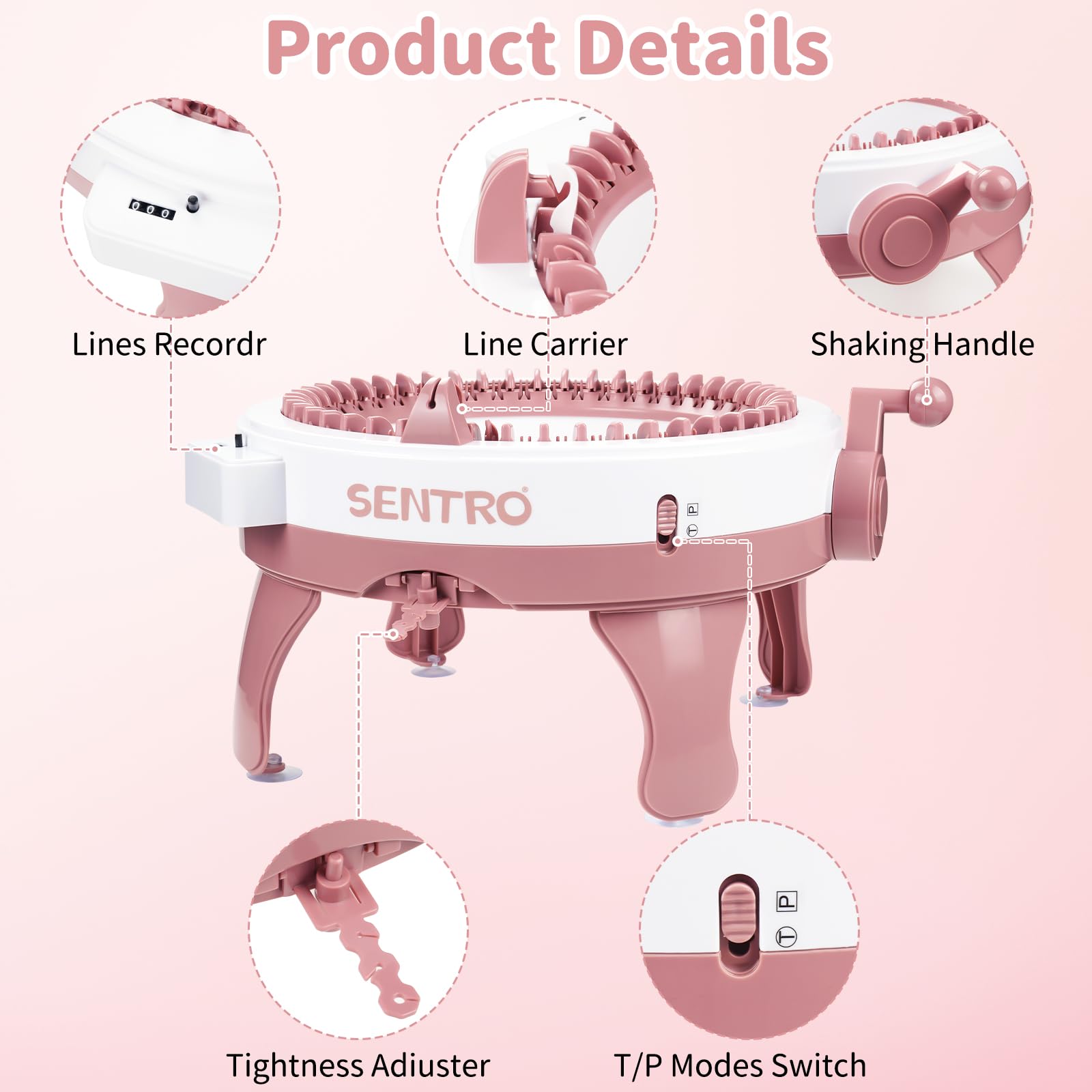 beibijio Strickmaschine 48 Nadeln, Knit Loom Machine Smart mit Reihenzähler Stricken, Rotierender Doppelstrick-Webrahmen, Manual Rotating Kit für Erwachsene/Kinder DIY-Strickmützen Schals Handschuhe