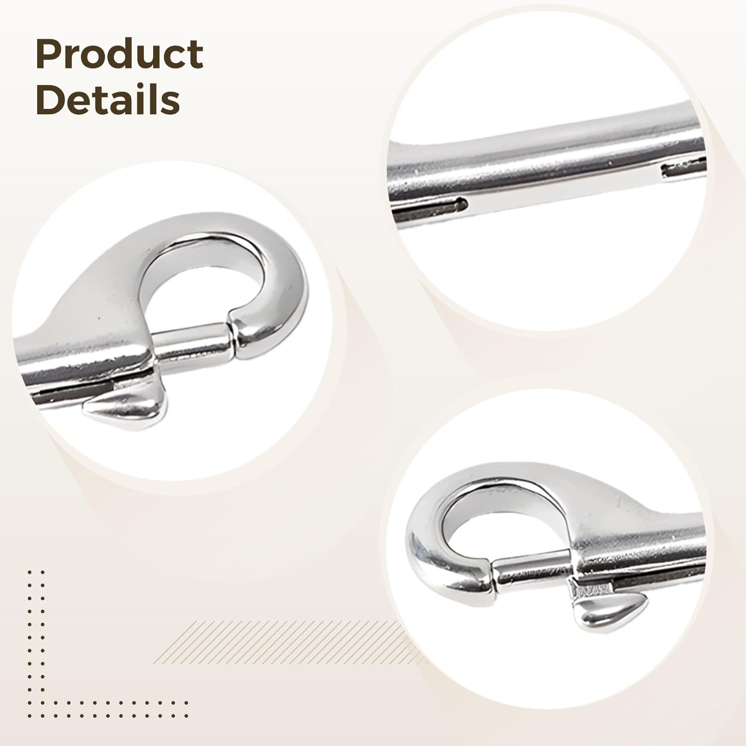 4 Pcs Double-Ended Stainless Steel Snap Hooks, Heavy Duty Marine-Grade, For Leashes, Keychains, And Camping Gear