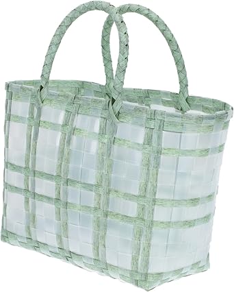 Transparent Hand Knitted Storage Bag Fashionable Woven Jelly Tote for Women Capacity Beach Bag Stylish Storage Container for Shopping Leisure