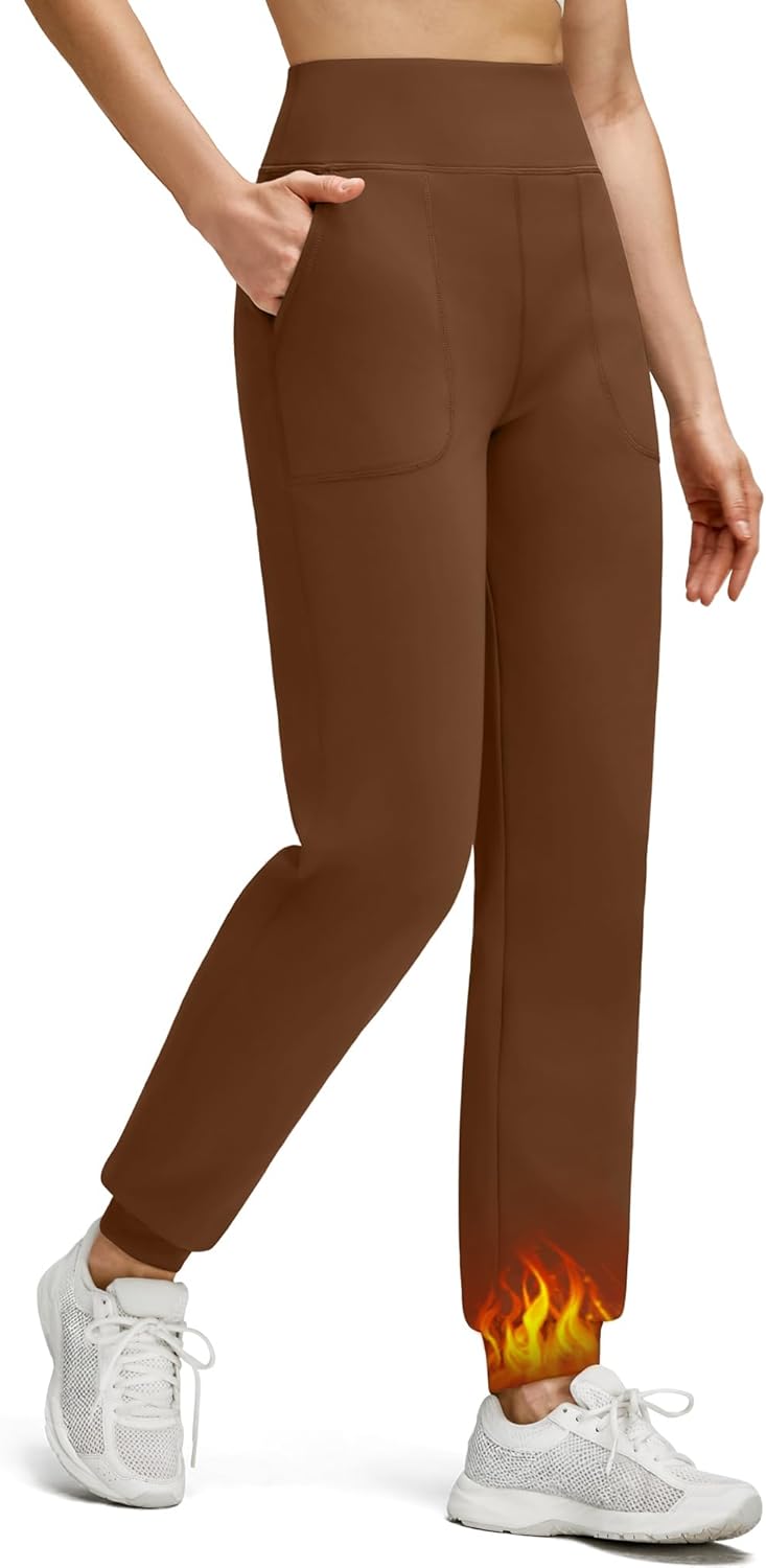 G4Free Women's Fleece Lined Workout Joggers with Pockets High Waisted Sweatpants Running Casual Outdoor Winter Pants