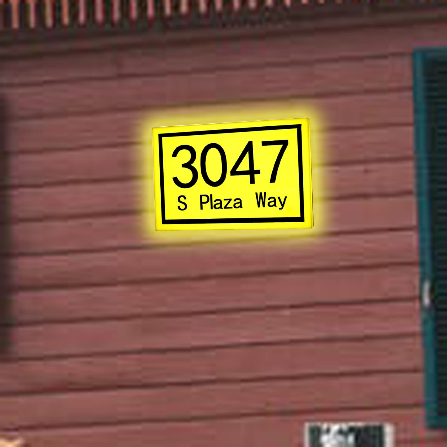 Beleuchtete Hausnummern,Frontlit LED Floating Address Sign,LED beleuchtete Hausschilder,Acryl Modern House Plaque For Outside, Weiß & Schwarz,Gelbes Licht,45 * 34