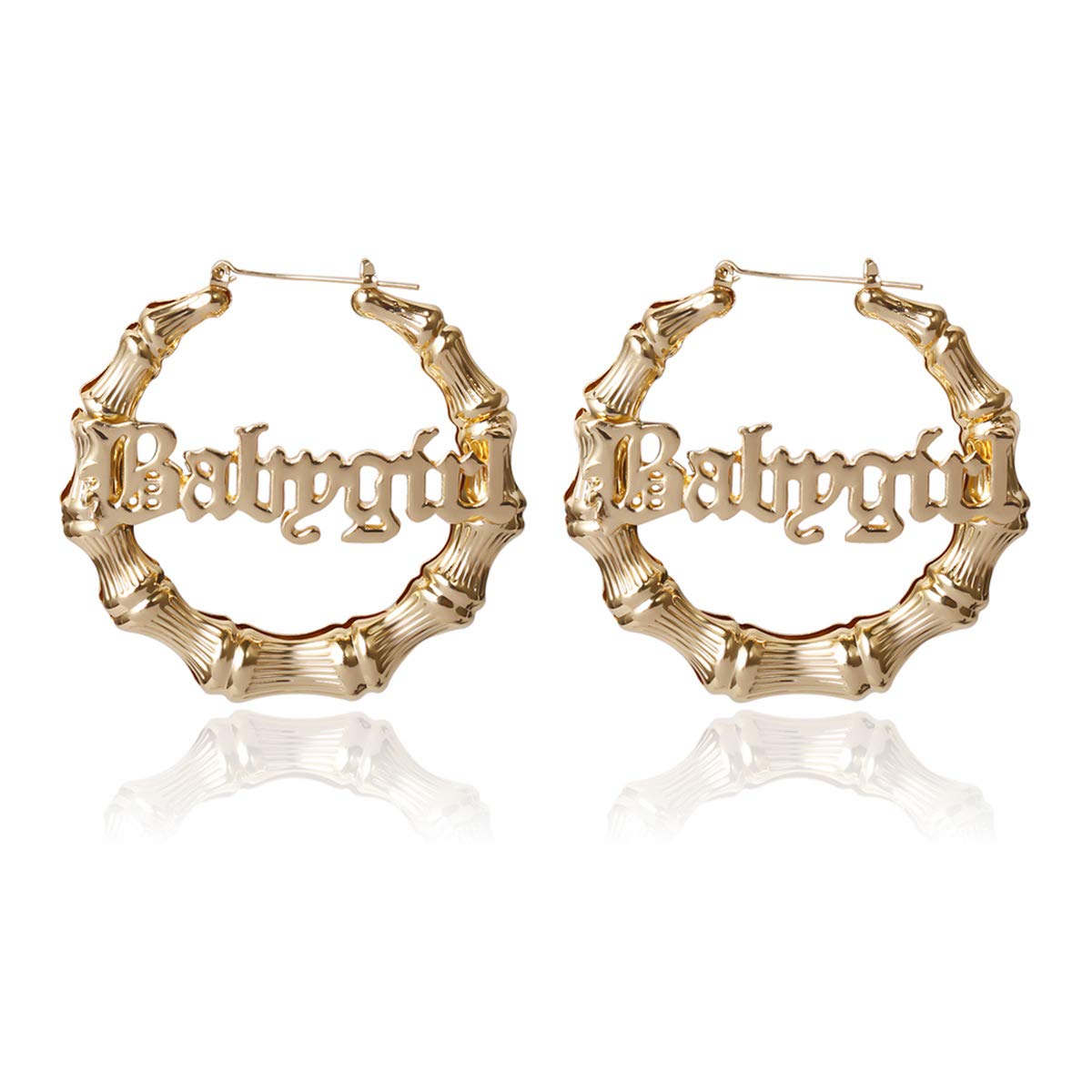Fuqimanman2020Large Old English Letter Earrings Font Golden Big Hollow Round Circle Word Earrings