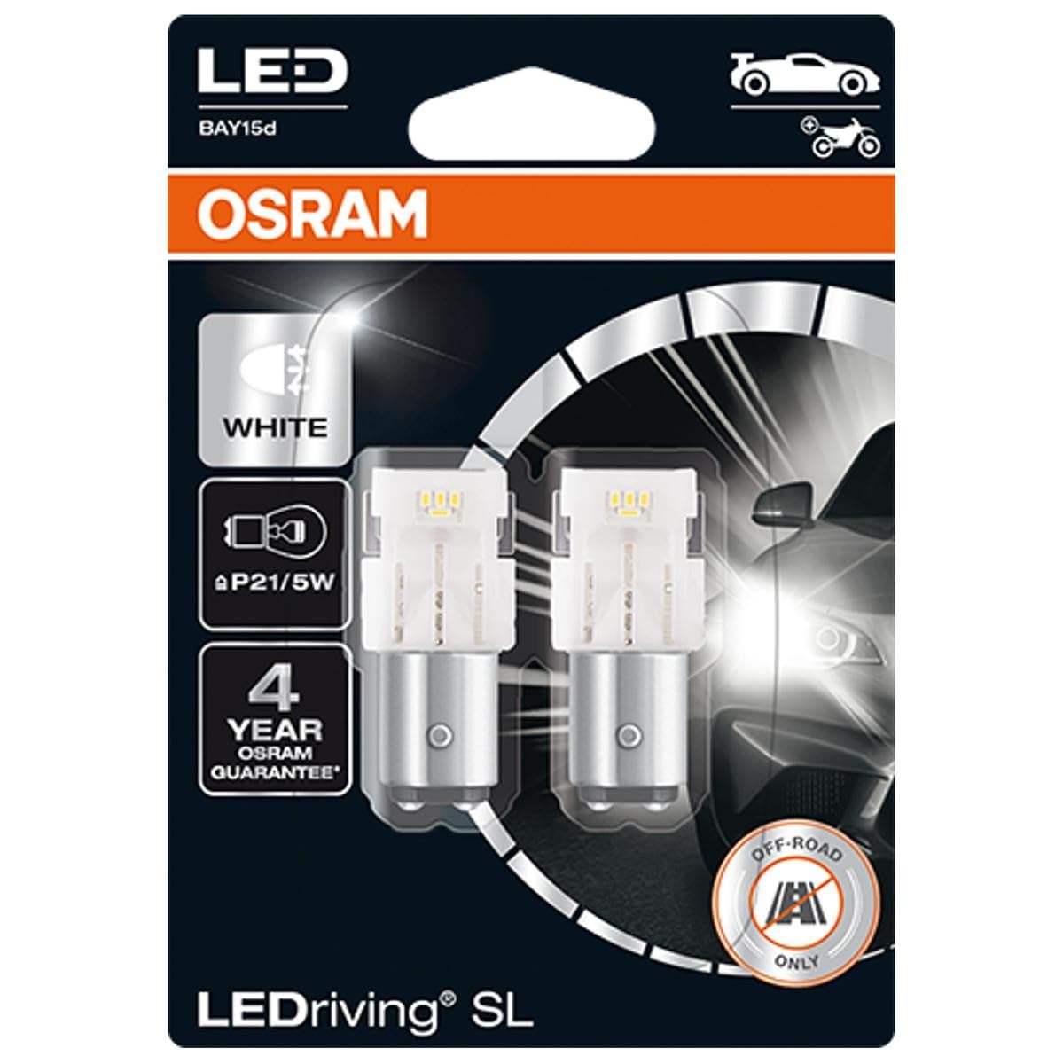 OSRAM LEDriving SL, ≜ P21/5W, Signal lights, White 6000K, Blister (2 lamps), LED Retrofit, off-road use only, Blister (2 lamps)