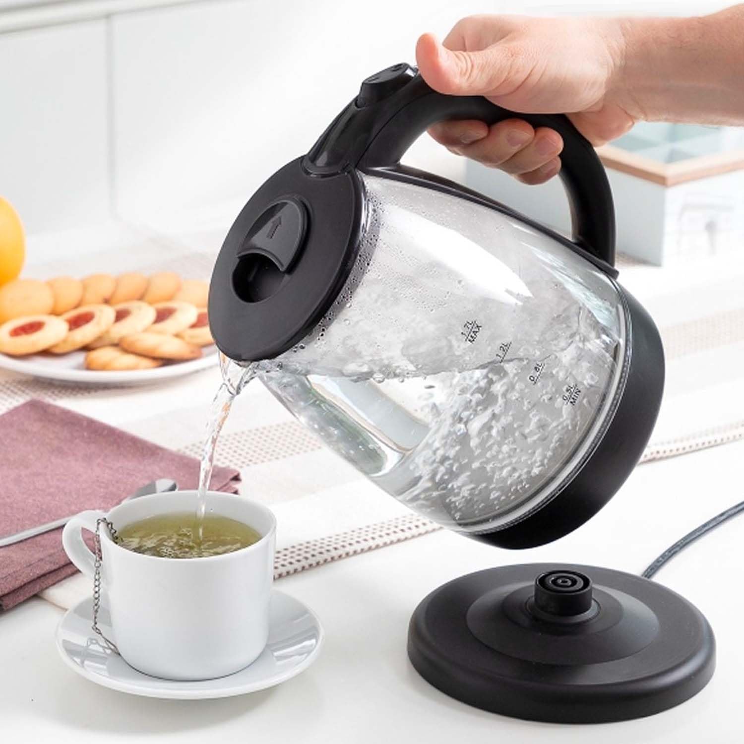 Avilia Glas-Wasserkocher 2 Liter – 1500 W, Einstellbare Temperatur, Edelstahl, Automatische Abschaltung