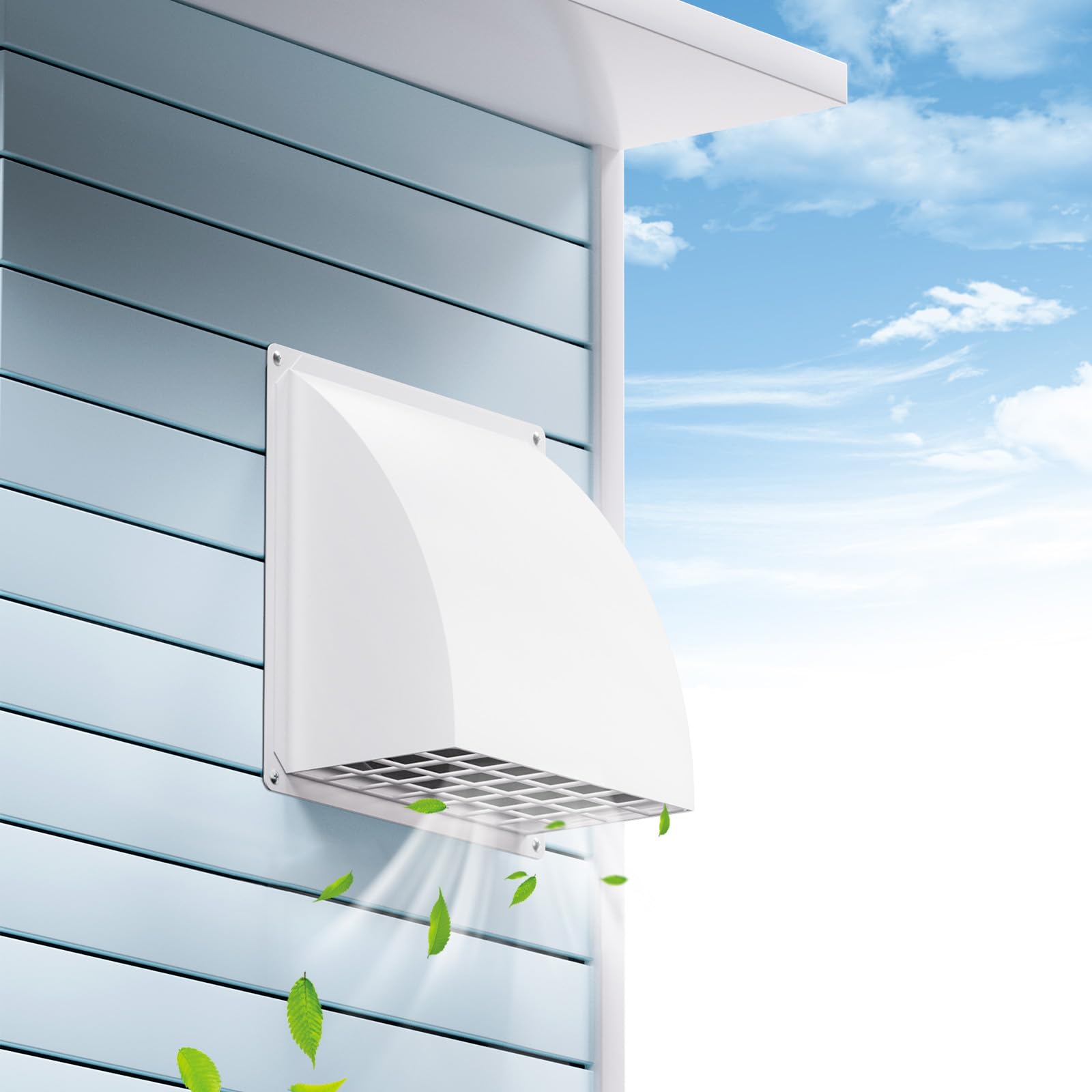 Photo 1 of 6 Inch Exhaust Vent Cover, HG Power Metal Dryer Vent Cover Outside with Removable Screen & Cushioned Non Return Flap, Air Wall Vent for House, AC, Opening Diameter: 5.7" (White)